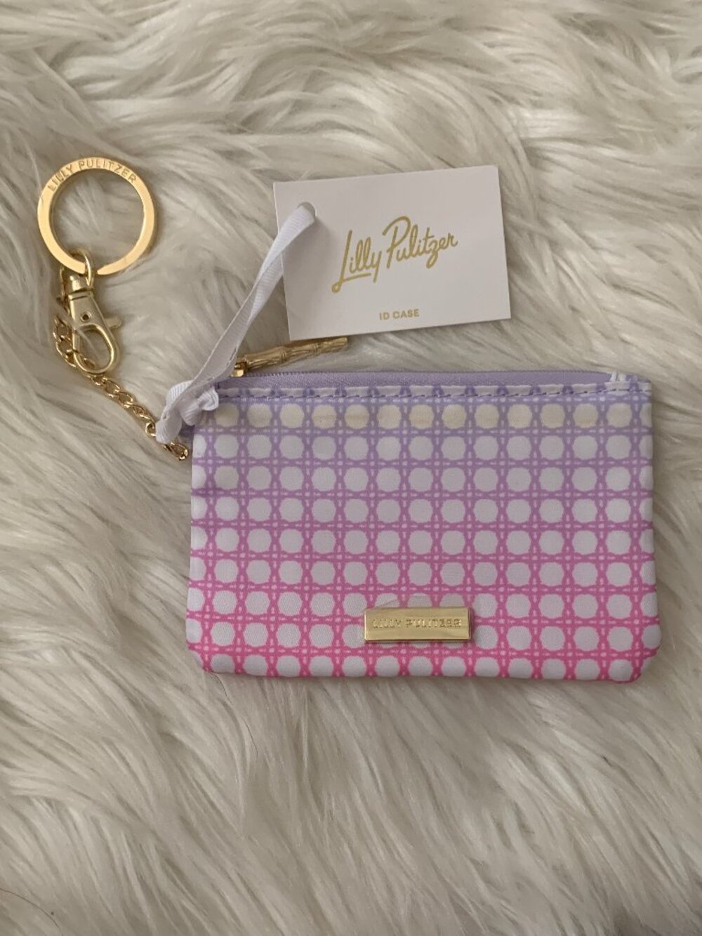 LILLY PULITZER Pink Caning Printed ID Case in Gold